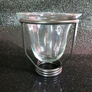 Vintage Clear Glass Bowl & Metal Stand.